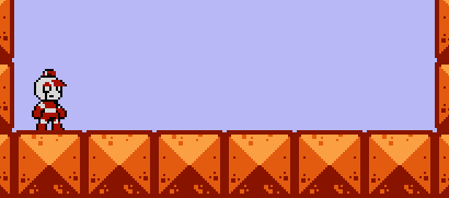 A GIF of an 8-bit game with brick tiles and a jumping character.